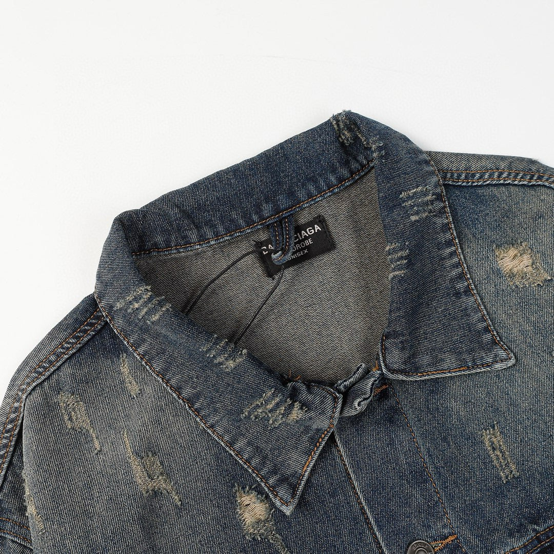 BALENCIAGA DISTRESSED DENIM JACKET