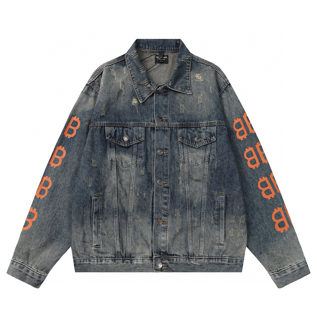 BALENCIAGA DISTRESSED DENIM JACKET