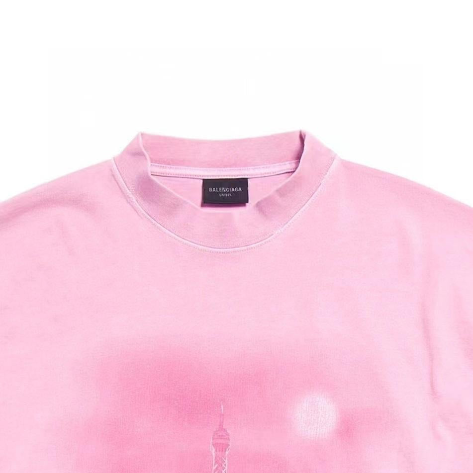 BALENCIAGA ‘PARIS MOON VINTAGE PINK T-SHIRT’