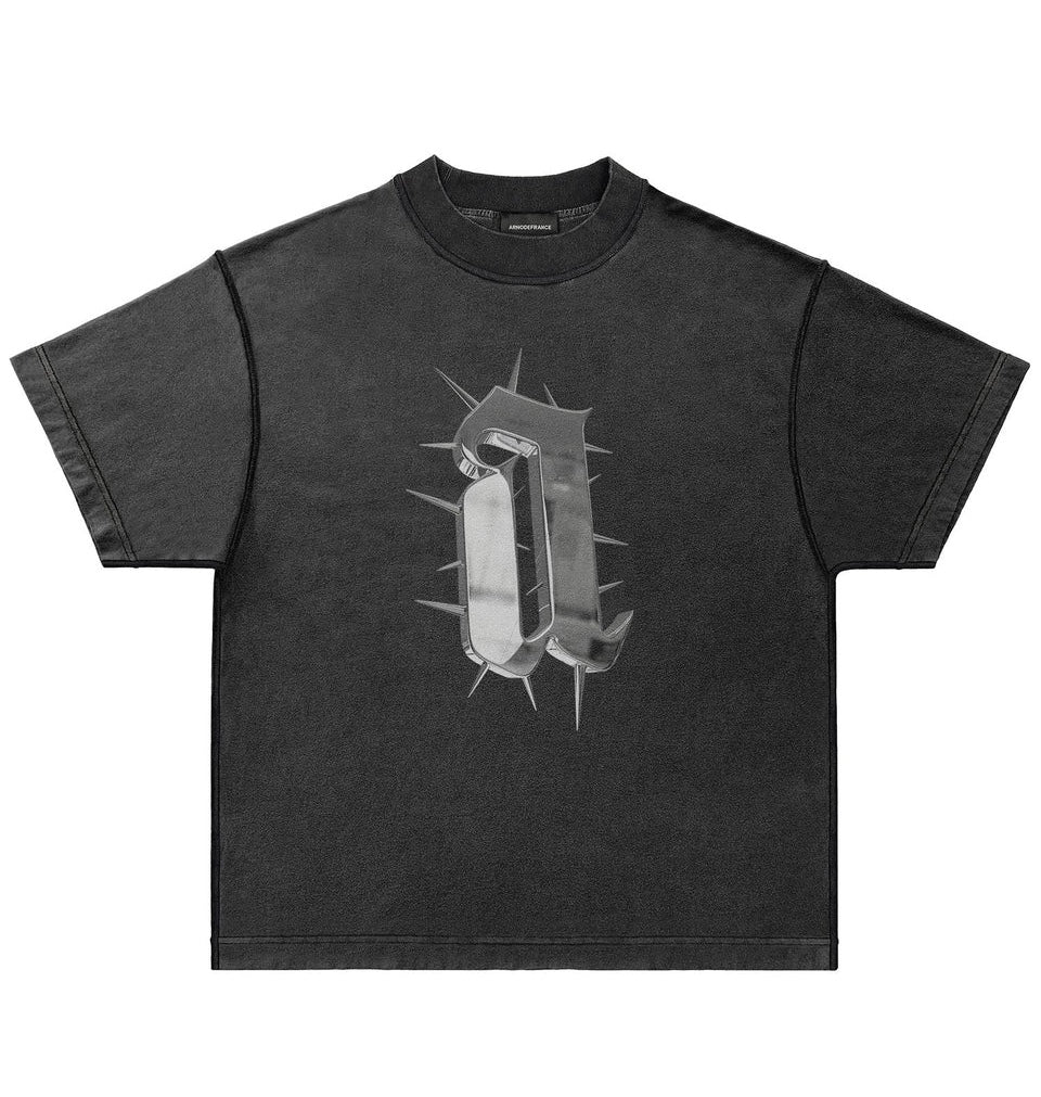 ARNODEFRANCE T-SHIRT ‘BLACK A SPINES’